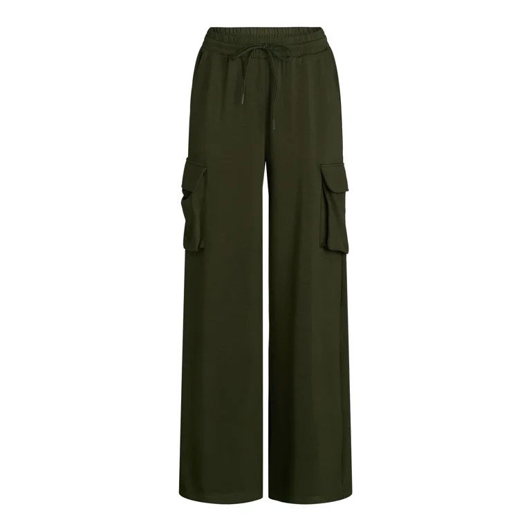 Scoop Women's Ultimate ScubaKnit Wide Leg Cargo Pants, Sizes XS-XXL | Walmart (US)