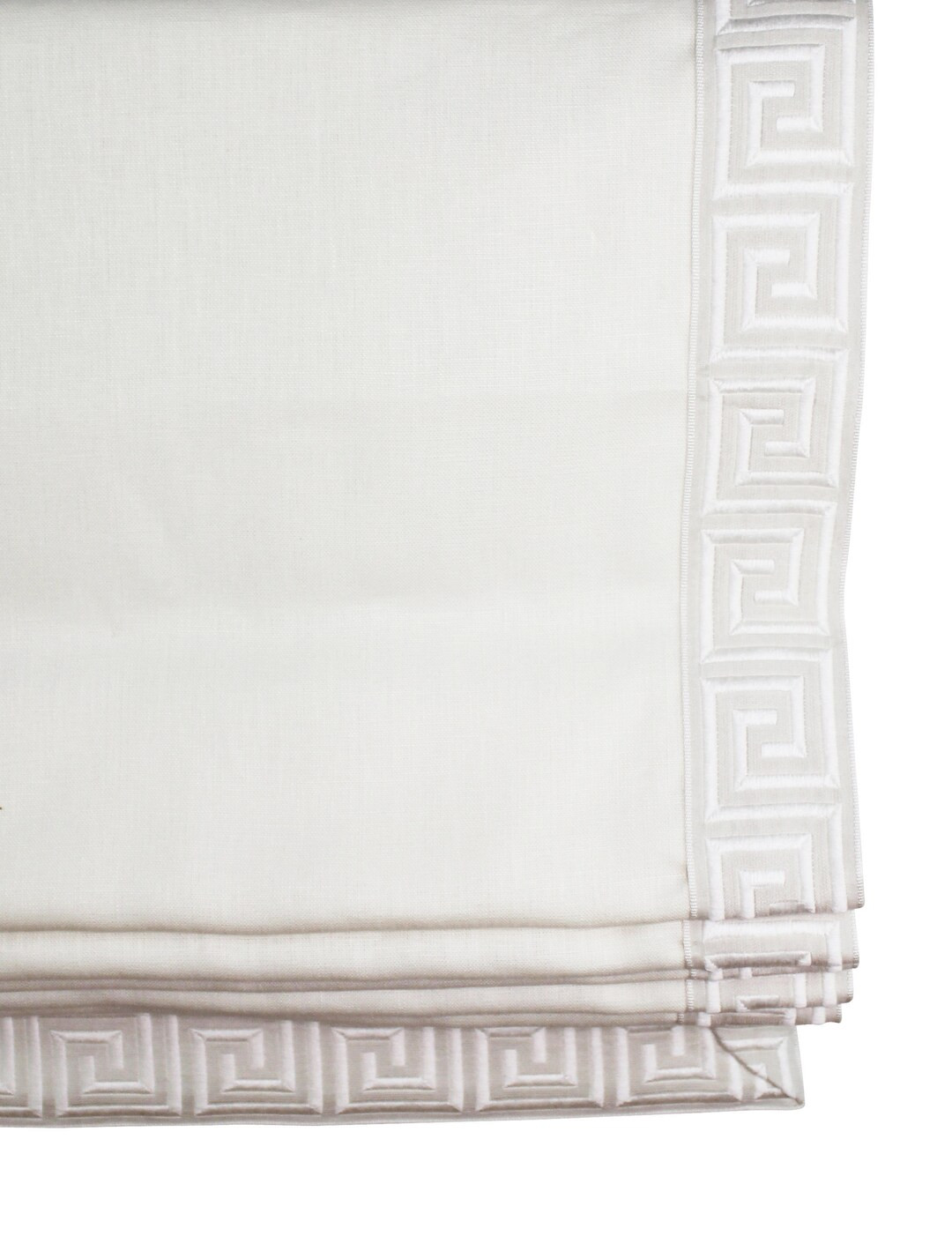 Oyster Linen Cream Roman Shade With Samuel and Sons Aristotle Greek Key Trim (shown in Oyster-com... | Etsy (US)