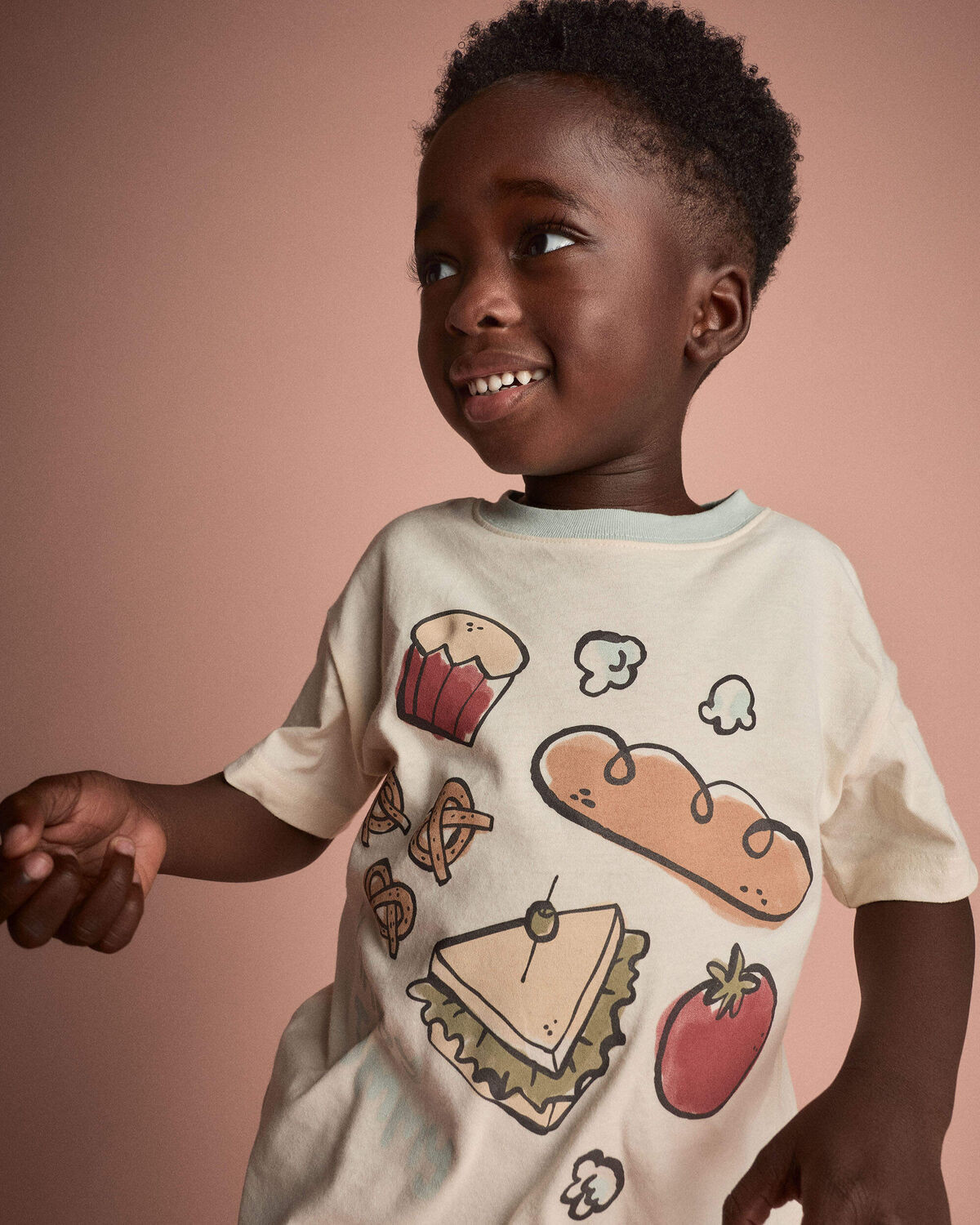 Toddler 'Happy Tummy' Relaxed Tee in Food Print - Cream | Carter's Inc