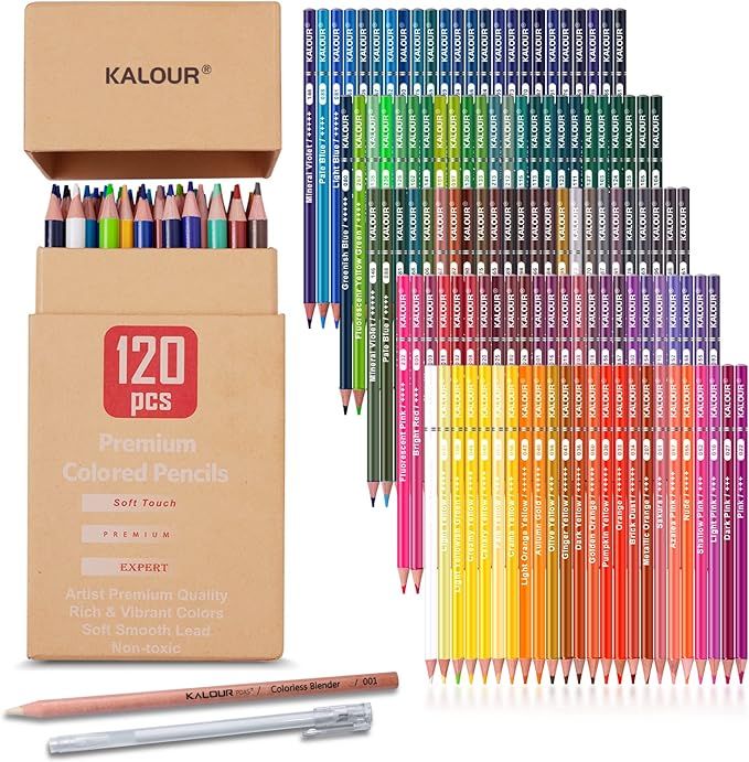 KALOUR Premium Colored Pencils,Set of 120 Colors,Artists Soft Core with Vibrant Color,Ideal for D... | Amazon (US)
