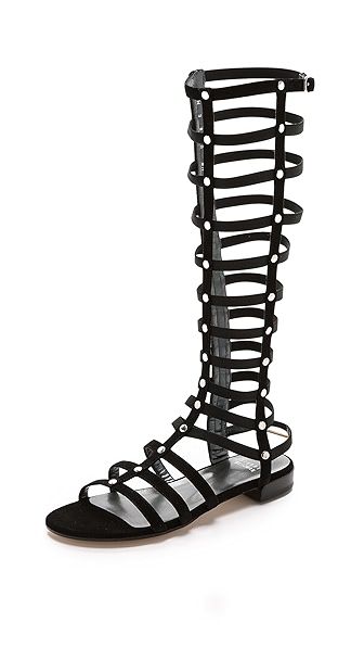 Stuart Weitzman Gladiator Tall Suede Sandals - Black | Shopbop