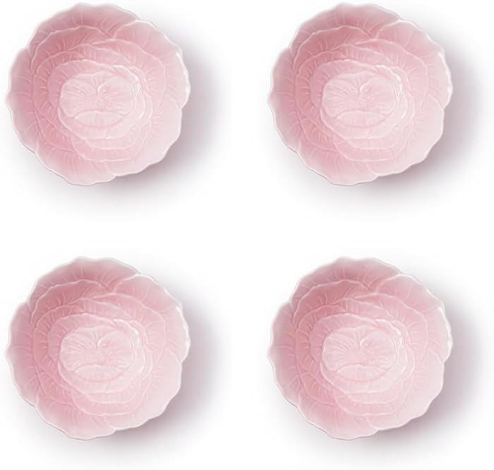 Two's Company Flower Tidbit Bowl, 6-inches Diameter, Porcelain, Pink, Set of 4, Home Décor | Amazon (US)