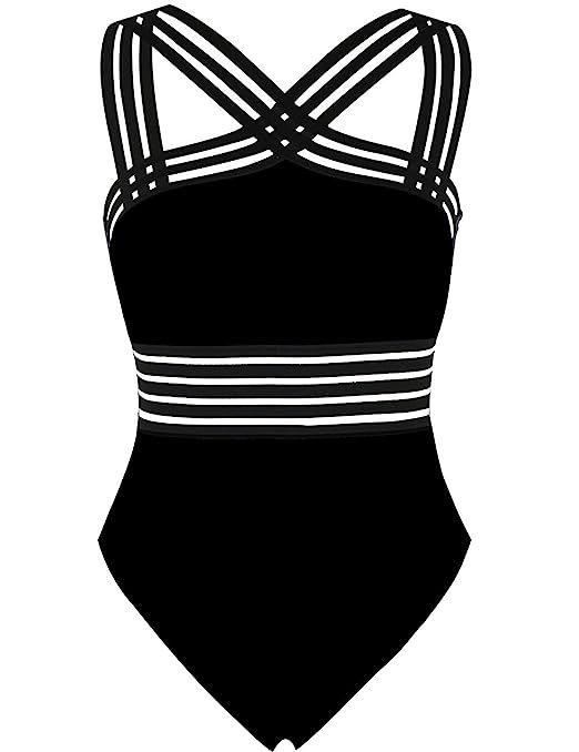 Hilor Women's One Piece Swimwear Front Crossover Swimsuits Hollow Bathing Suits Monokinis | Amazon (US)