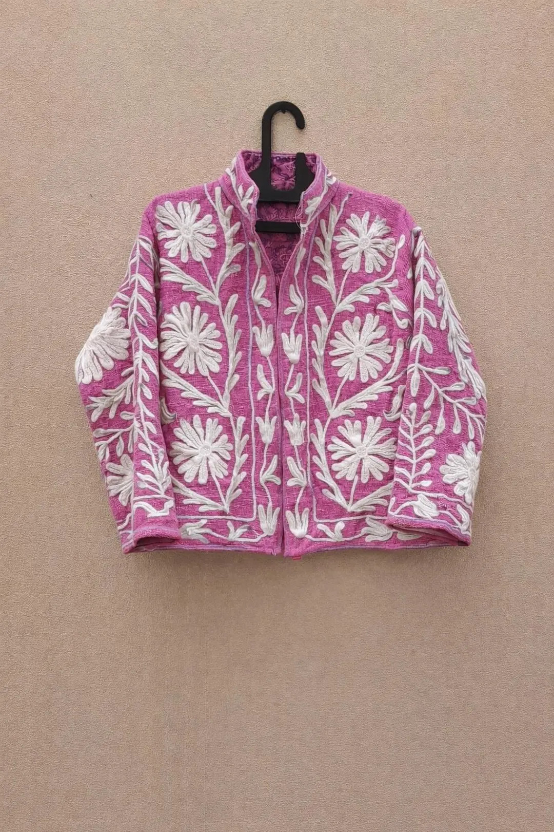 Pink Embroidered Jacket Women Floral Cotton Jacket Kashmiri Boho Jacket Handmade Winter Coat Luxu... | Etsy (Global)