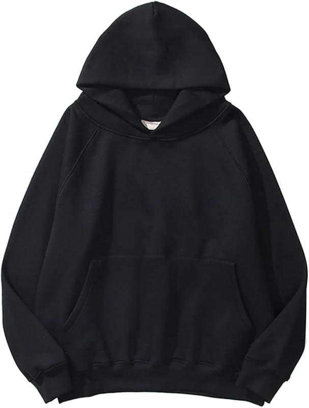 Men's Solid Color Loose Hoodie Hip Hop Couples Long Sleeve Unisex Sweatshirt | Amazon (US)