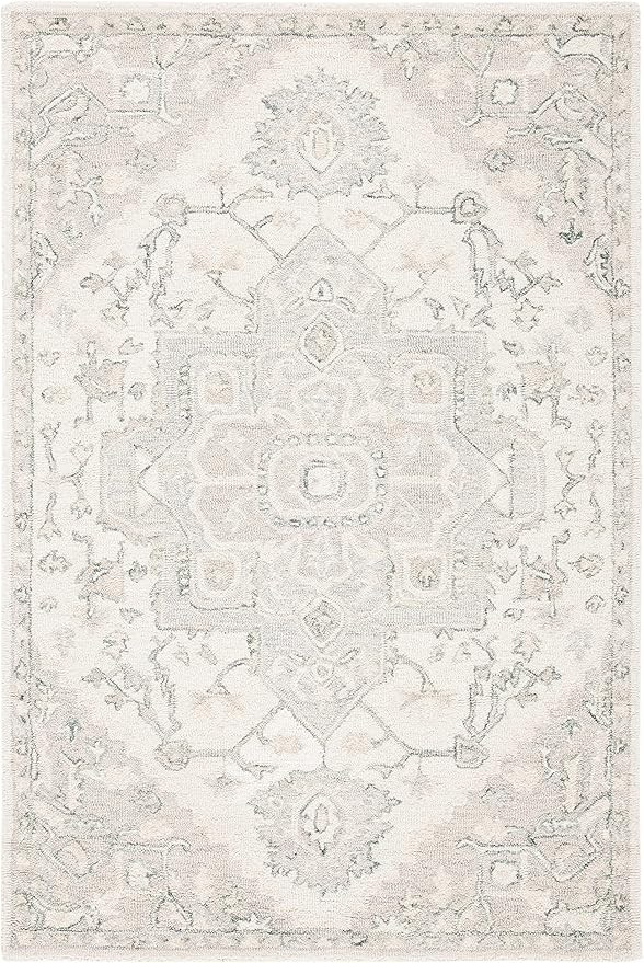 SAFAVIEH Micro-Loop Collection 3' x 5' IvoryBeige MLP503B Handmade Shabby Chic Medallion Premium ... | Amazon (US)