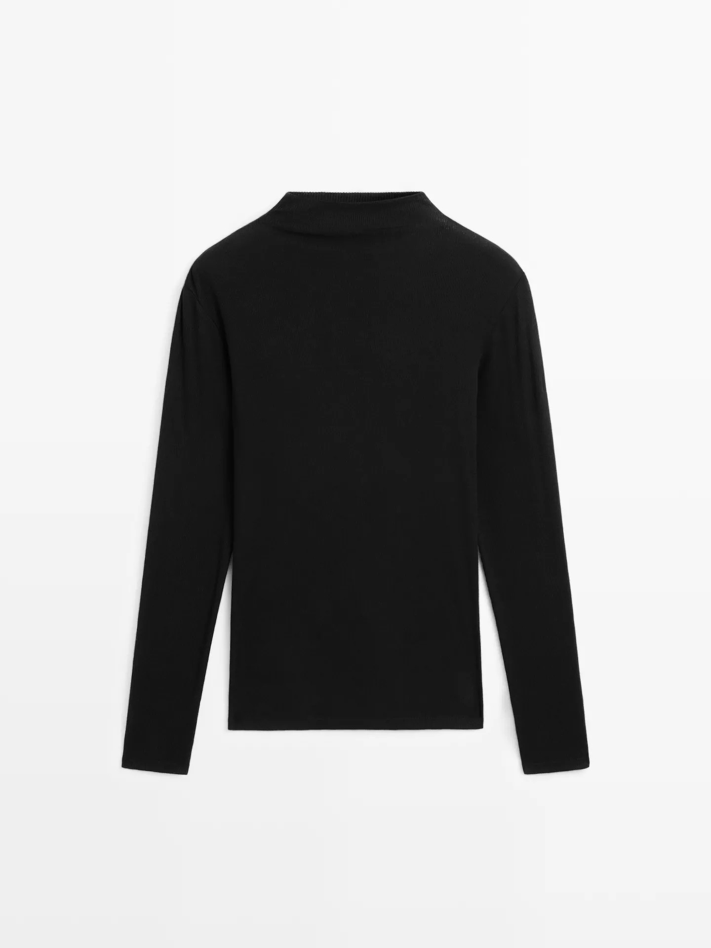 Geripptes Langarmshirt mit Kragen | Massimo Dutti DE