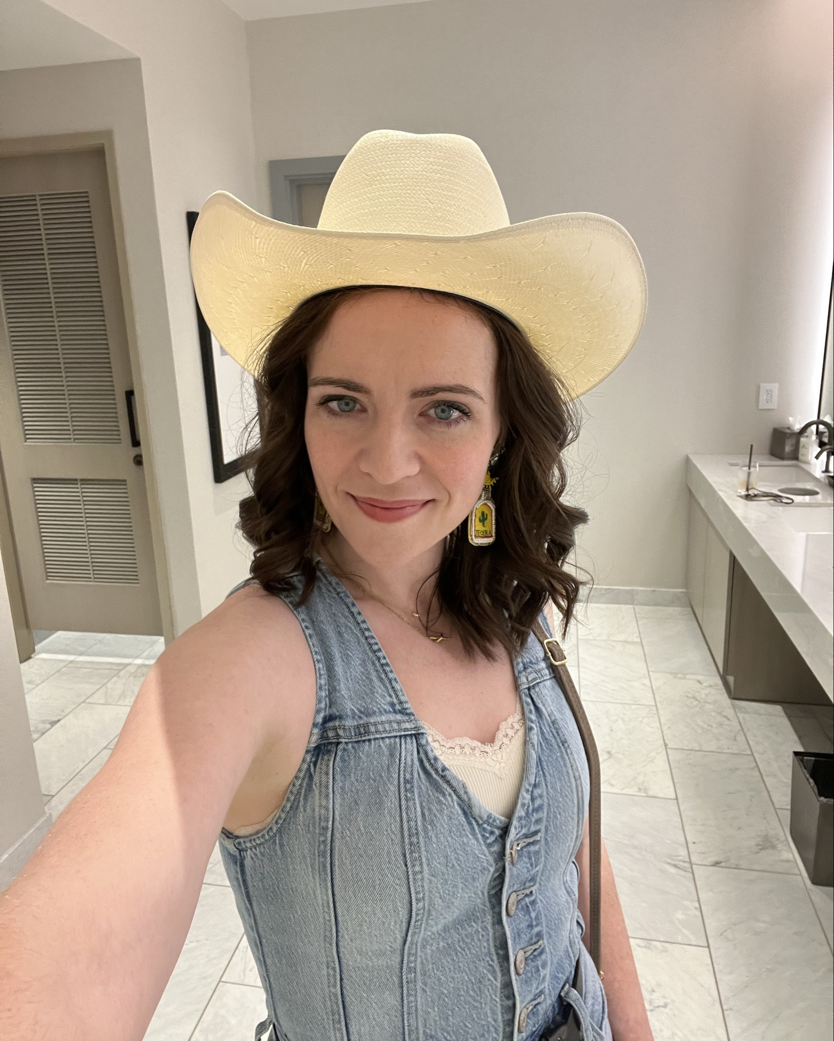 Got a chance to wear my fabulous tequila earrings and this Pistola jumpsuit tonight!