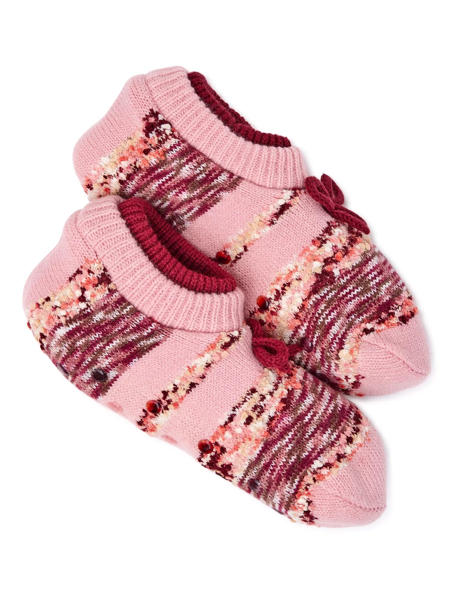 Joyspun Women's Knit Double Cuff Slipper Socks, 1-Pack, Size 4-10 - Walmart.com | Walmart (US)