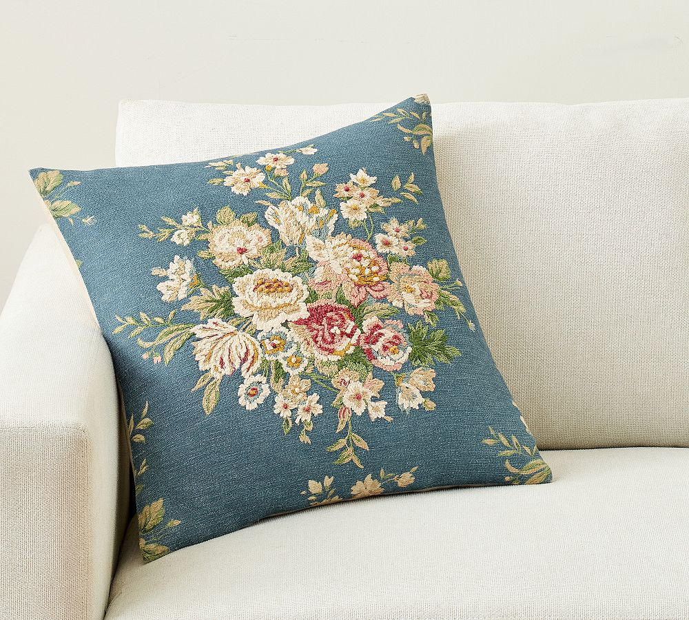 Loni Floral Embroidered Pillow Cover | Pottery Barn (US)