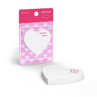 Noted by Post-it 3"x3" With Love Heart Notes White Valentine's Day | Target
