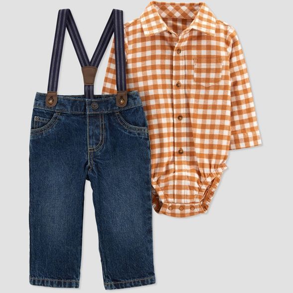 Baby Boys' Plaid Top & Bottom Set - Just One You® made by carter's Orange | Target