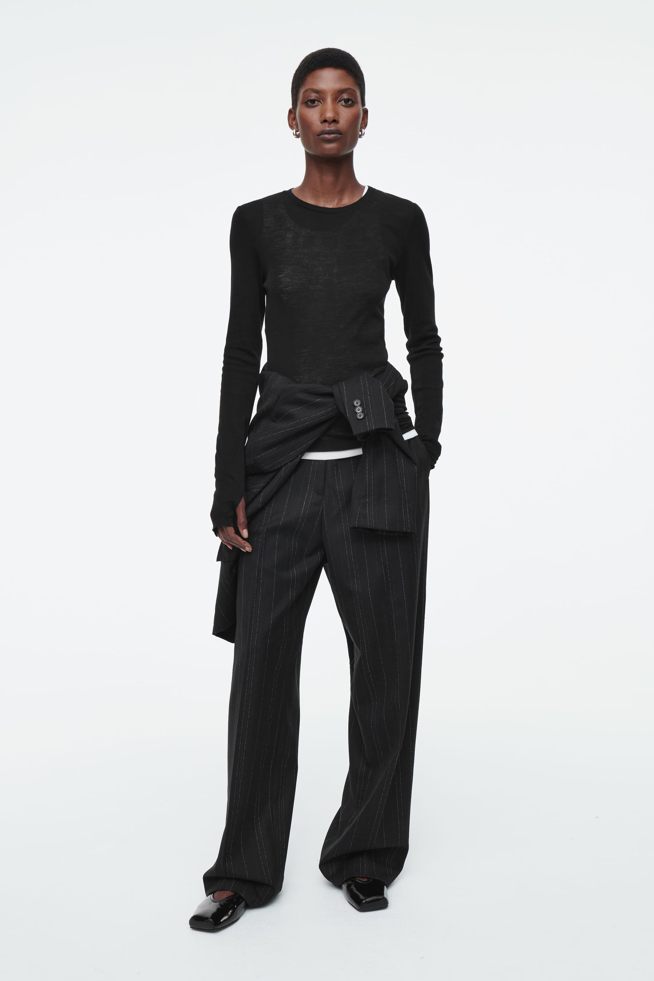 CREW-NECK MERINO WOOL TOP - BLACK | COS UK