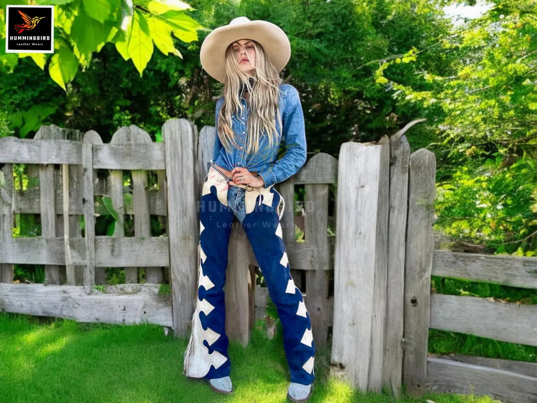 Women’s 100 % Geniune Suede Leather Western Cowgirl Style Chap Fringes Women Riding Leather Cha... | Etsy (US)