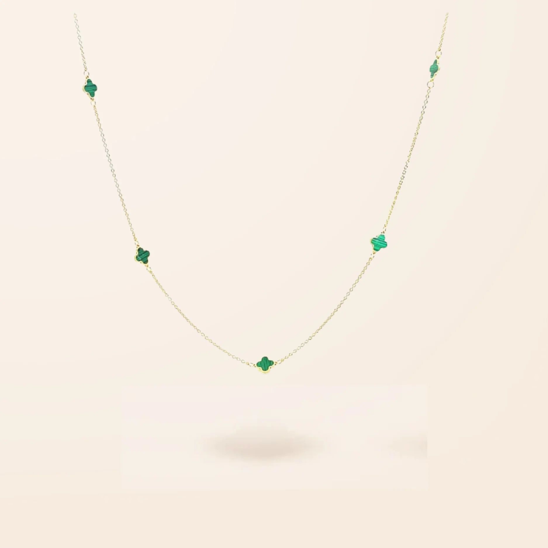 14K Gold Malachite Clover Necklace | Van Der Hout Jewelry