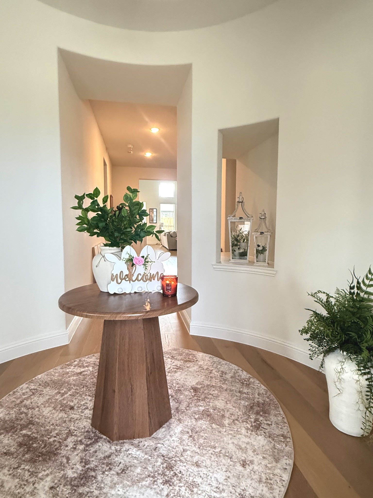 Round wooden Entryway table 🤍🤎
& Easter decor 

#LTKHome #LTKSaleAlert #LTKvlog