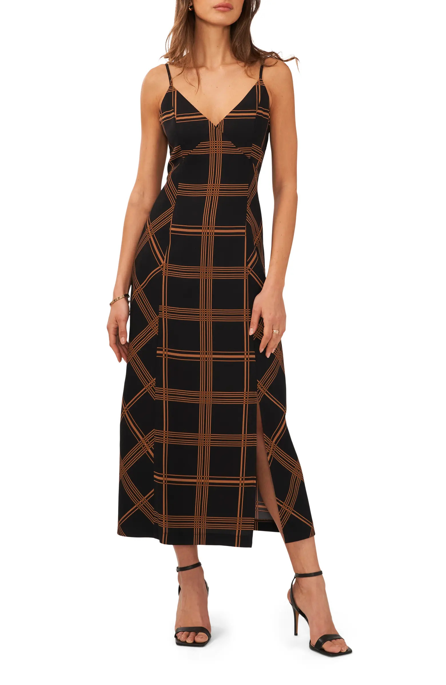 V-Neck A-Line Midi Dress | Nordstrom