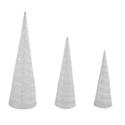 Northlight Set of 3 White and Silver Glittered Cone Tree Christmas Table Top Decoration 23.5" | Target