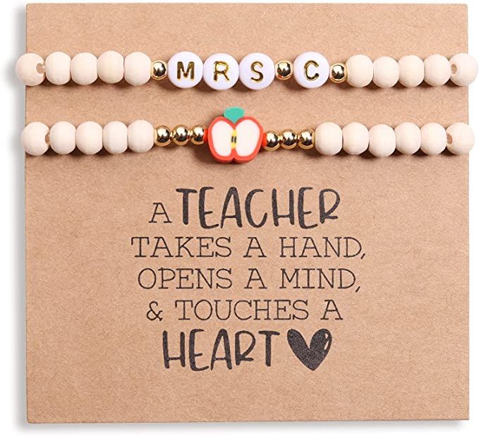 Amazon.com: Back to School Teacher Gift Bracelet Personalized Best Teacher Gifts for Women Teache... | Amazon (US)