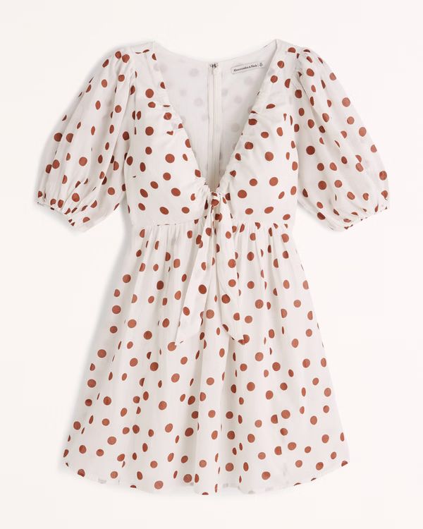 Women's Cinch-Front Cotton Texture Mini Dress | Women's Dresses & Jumpsuits | Abercrombie.com | Abercrombie & Fitch (US)
