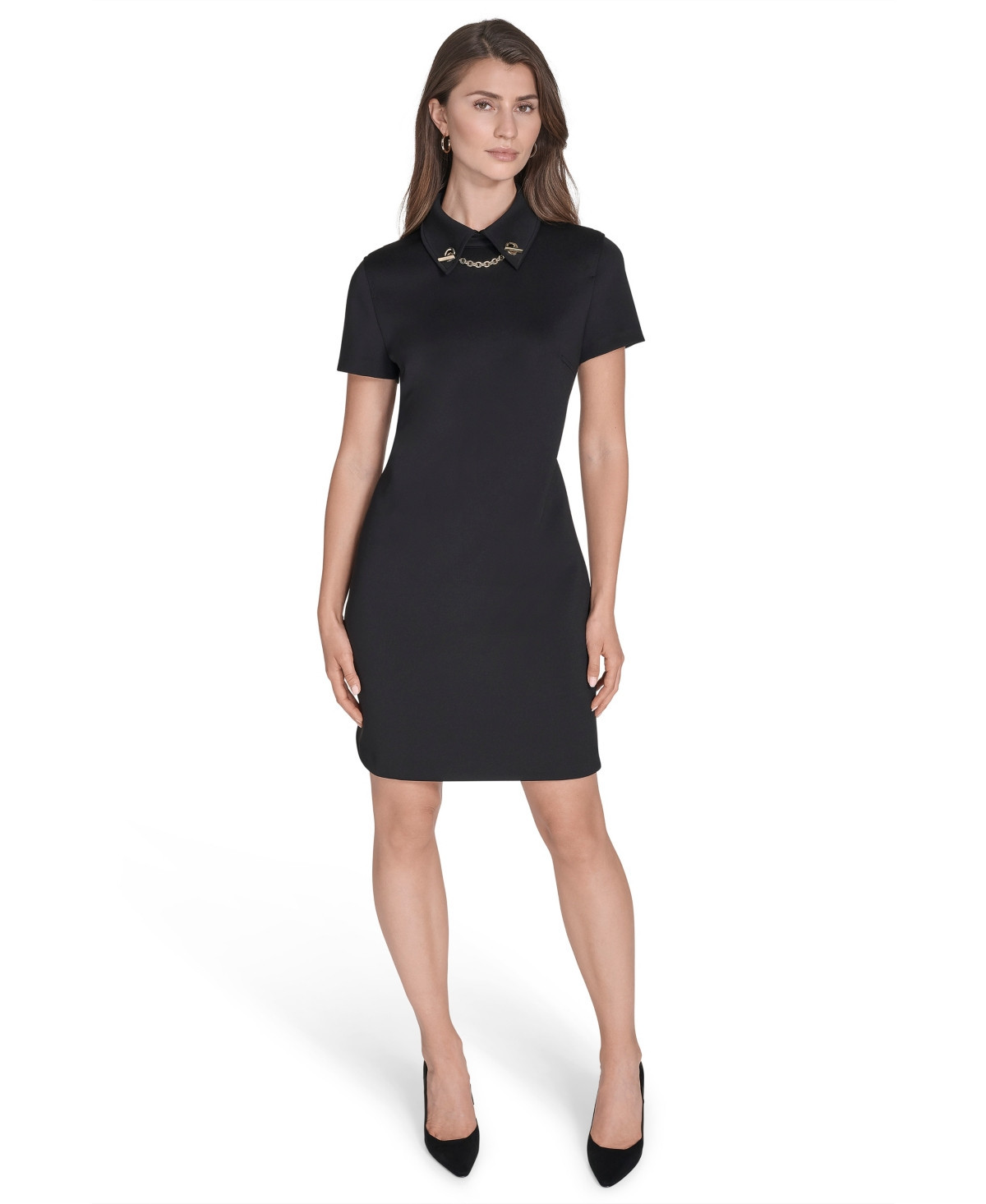 Halston Women's Collared Neck Dress - BLACK | Macy's