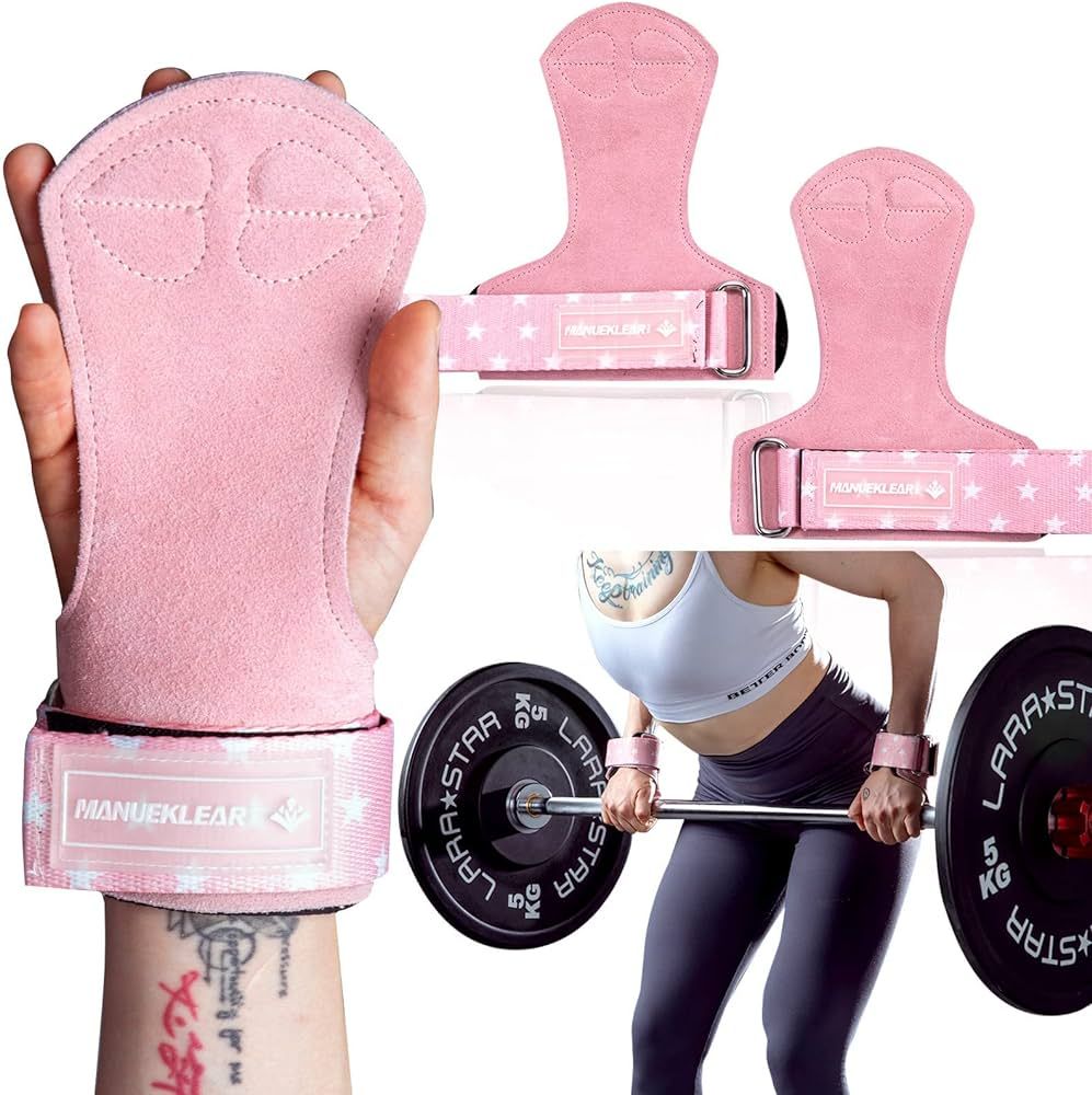 MANUEKLEAR Weightlifting Wrist Straps with Cushion Wrist Loop,Leather Weight Lifting Wrist Straps... | Amazon (US)