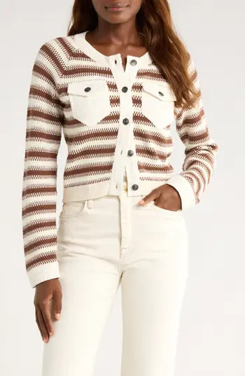 Cinq à Sept Suki Cardigan in Gardenia/Dark Sepia at Nordstrom Rack, Size Small | Nordstrom Rack