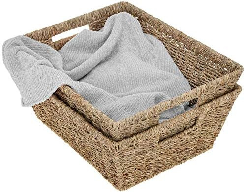 StorageWorks Seagrass Storage Baskets, Large Wicker Baskets with Built-in Handles, 15” x 11.8... | Amazon (US)