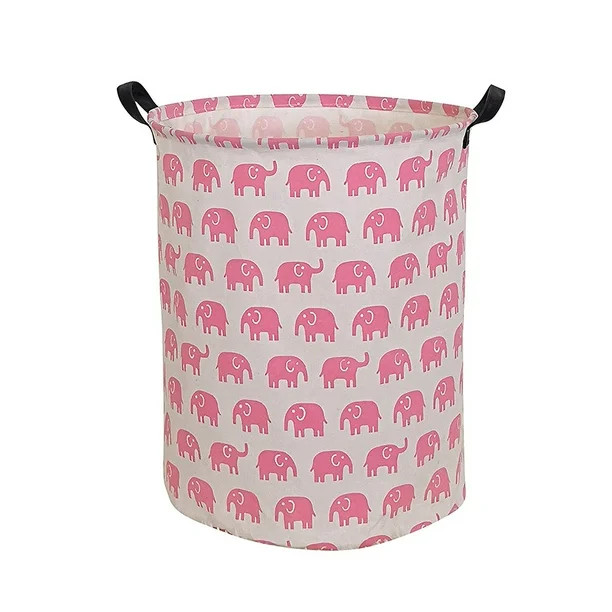 Hiyagon Collapsible Laundry Hampers with Strong Handles, Pink Elephant | Walmart (US)