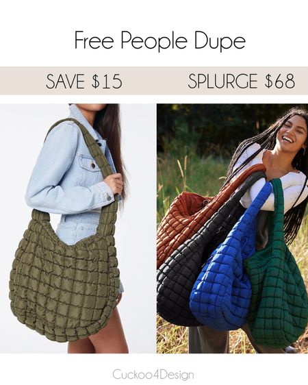 I have this Free People dupe bag and love it. | Splurge or Save | Free People | high low | look for less | Free People dupe | FP dupe

#LTKstyletip #LTKsalealert