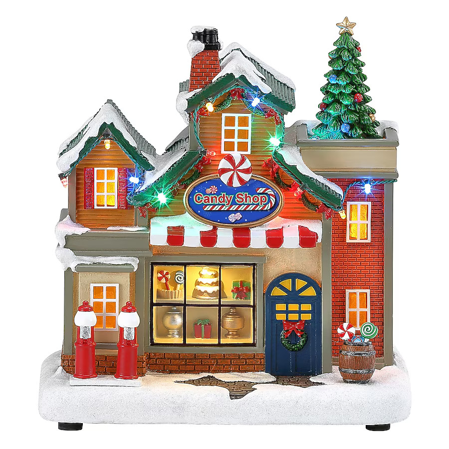 Carole Towne Candy Shop Lighted Musical Village scene | Lowe's
