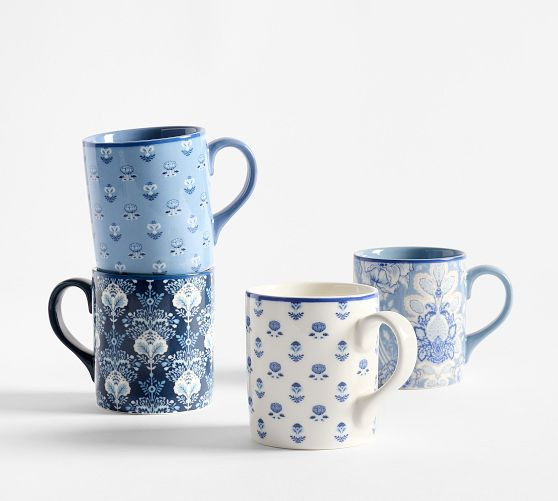 Kravet Garden Mugs - Mixed Set of 4 | Pottery Barn (US)