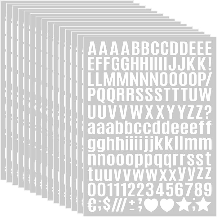 15 Sheet Small Letter Stickers - 1/2 Inch White Vinyl Self Adhesive Alphabet Number Stickers Stic... | Amazon (US)