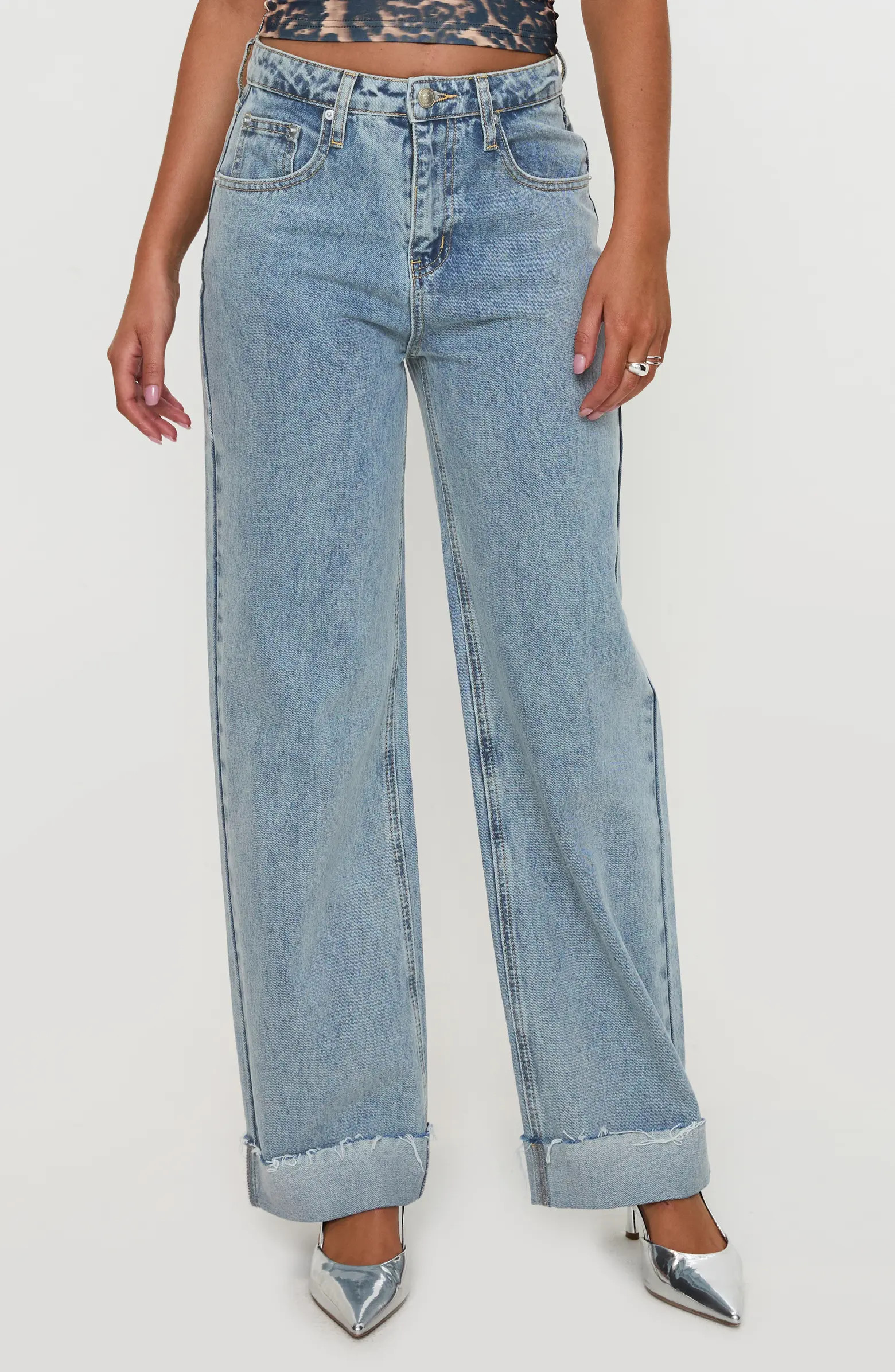 Ollie Cuffed Raw Hem Straight Leg Jeans | Nordstrom