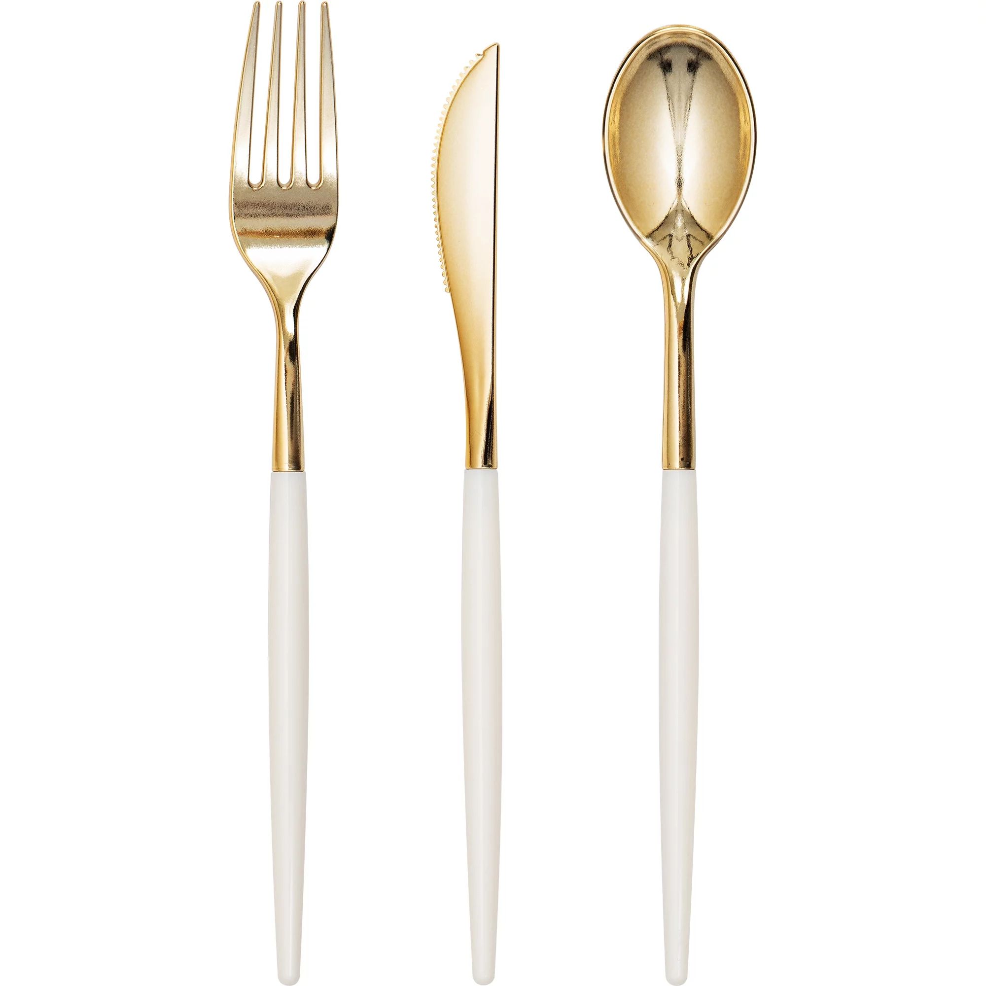 18-Piece Cutlery Flatware Set, White with Gold Top, Service for 6, by Holiday Time | Walmart (US)