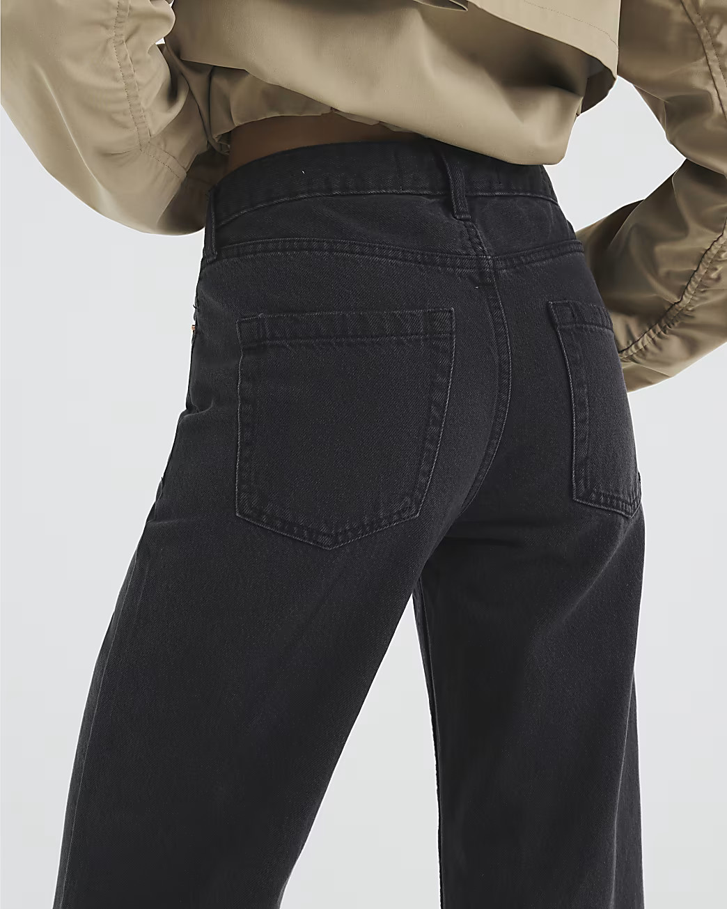 Black Denim Relaxed Straight Jeans | River Island UK & IE