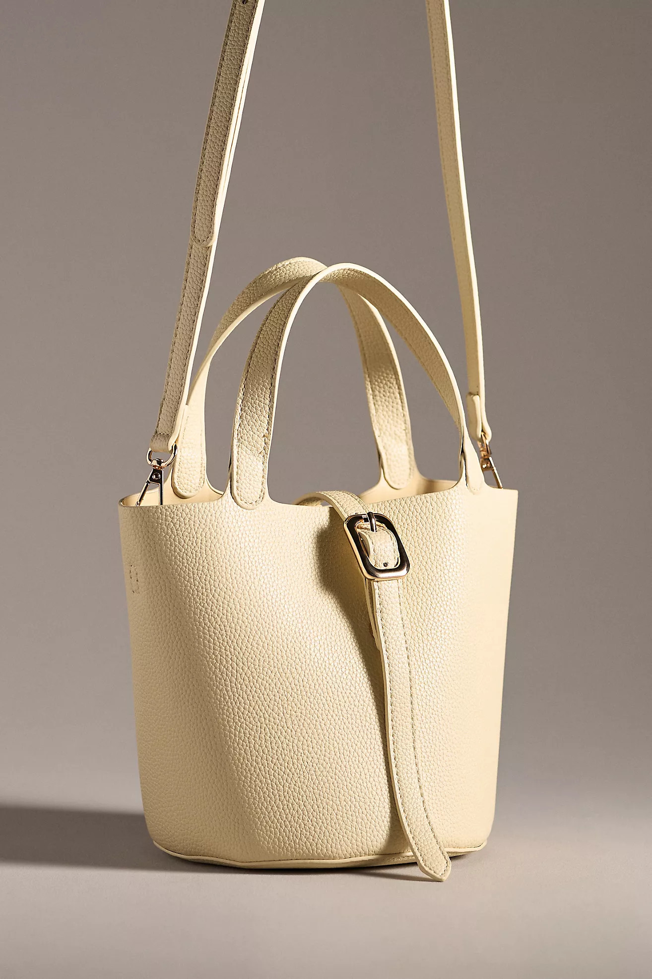 Mini Pebbled Faux-Leather Bucket Bag | Anthropologie (US)