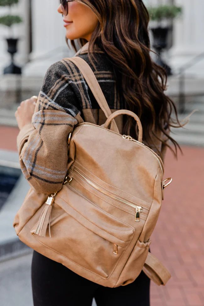 Take A Trip Leopard Strap Light Brown Backpack | Pink Lily