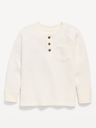 Long-Sleeve Henley Waffle-Knit Pocket T-Shirt for Toddler Boys | Old Navy (US)