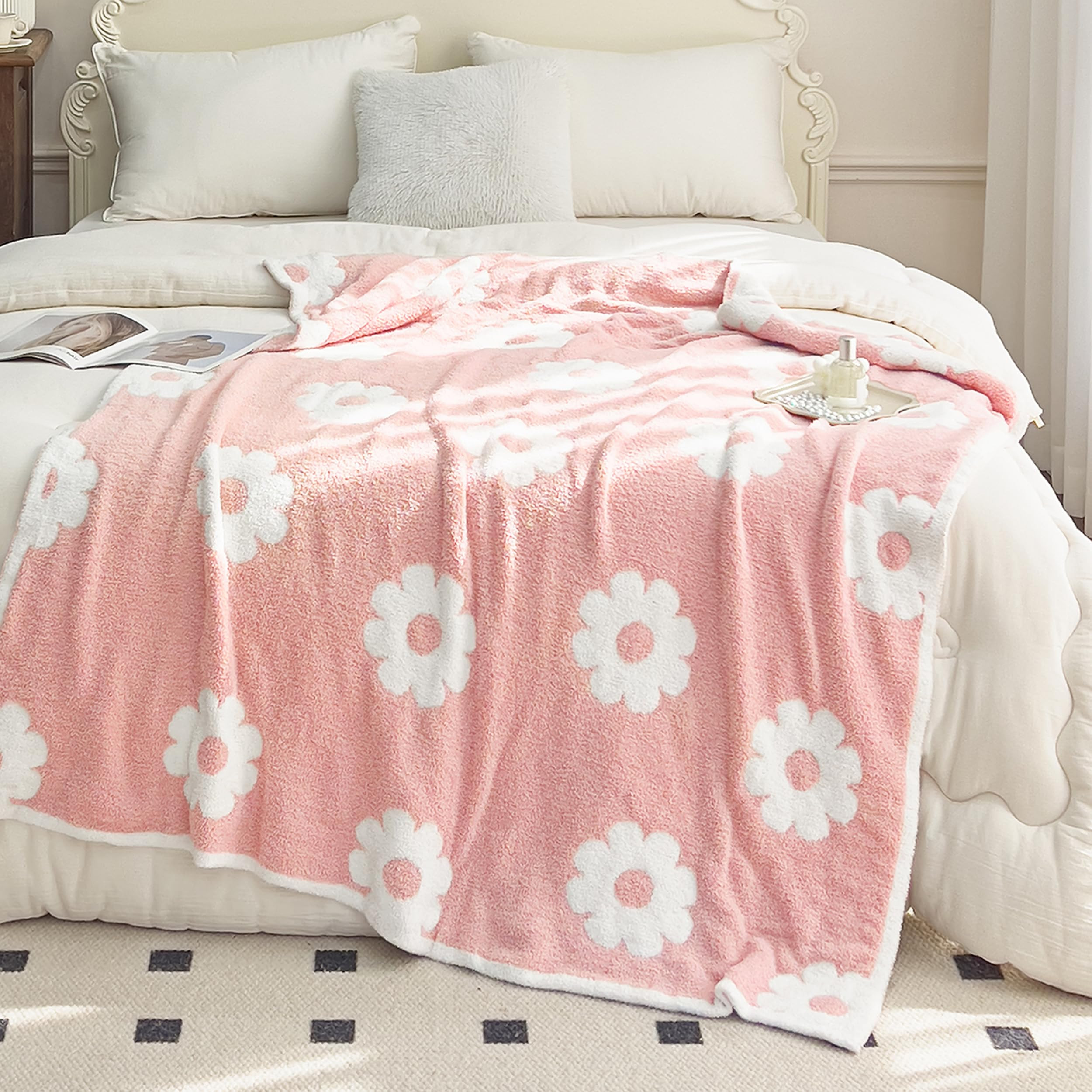 NIDITW Ultra Soft Cozy Small Flowers Sunflower Knit Throw Blanket Microfiber Knitted Green Plants... | Amazon (US)