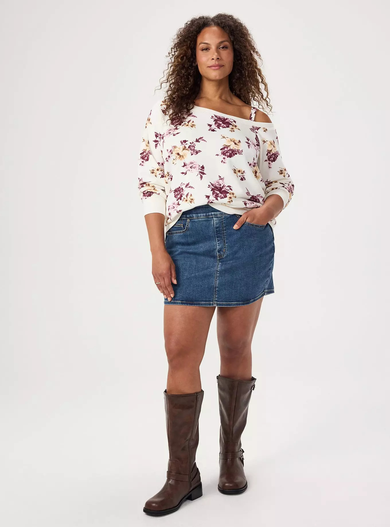 French Terry Off-Shoulder Sweatshirt | Torrid (US & Canada)