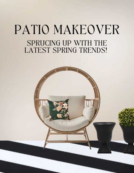 Viral patio must-haves! Obsessed with this chair! Striped rug, planters and accent pillows 🌱

#springhome
#patiofurniture
#outdoorfurniture

#LTKhome #LTKSeasonal #LTKSpringSale