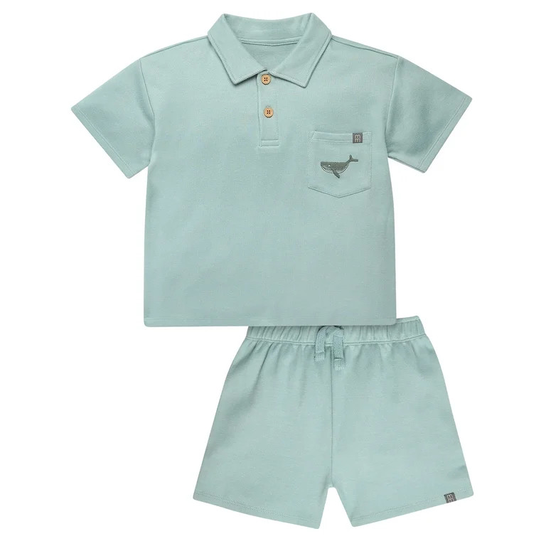 Modern Moments by Gerber Toddler Boy Polo Shirt and Short Outfitt Set, 2-Piece, 12M- 5T | Walmart (US)
