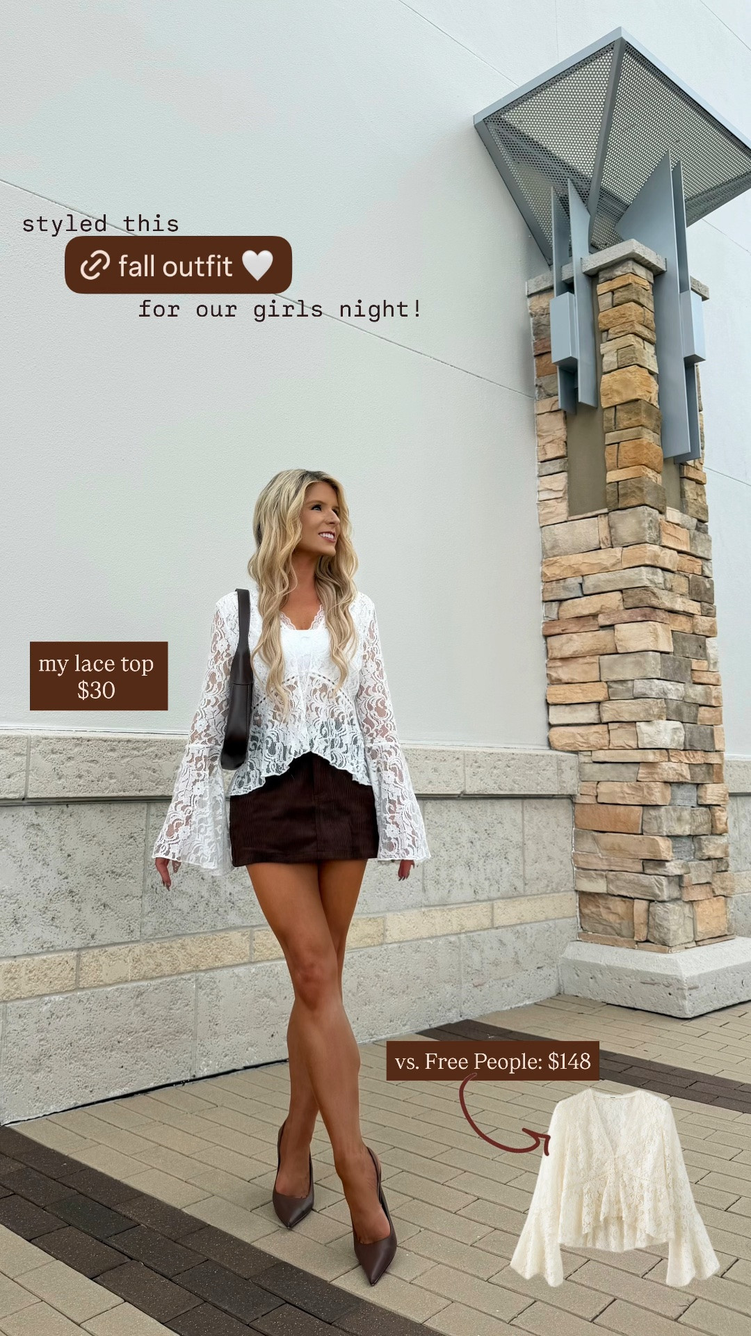 Elevated fall outfit styled with a brown corduroy skirt, free people look for less lace top, + brown leather slingback heels. 

Thanksgiving outfit, fall skirt outfit, fall top, corduroy skirt

#LTKootd #LTKSaleAlert #LTKPetite