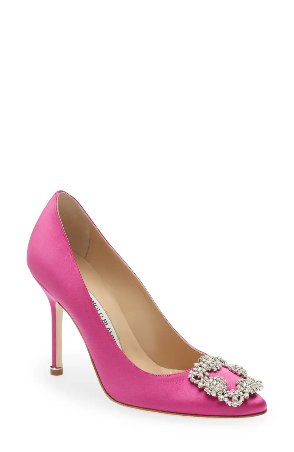 Manolo Blahnik Hangisi Crystal Buckle Pump, Size 9.5Us / 39.5Eu in Pink at Nordstrom | Nordstrom Canada