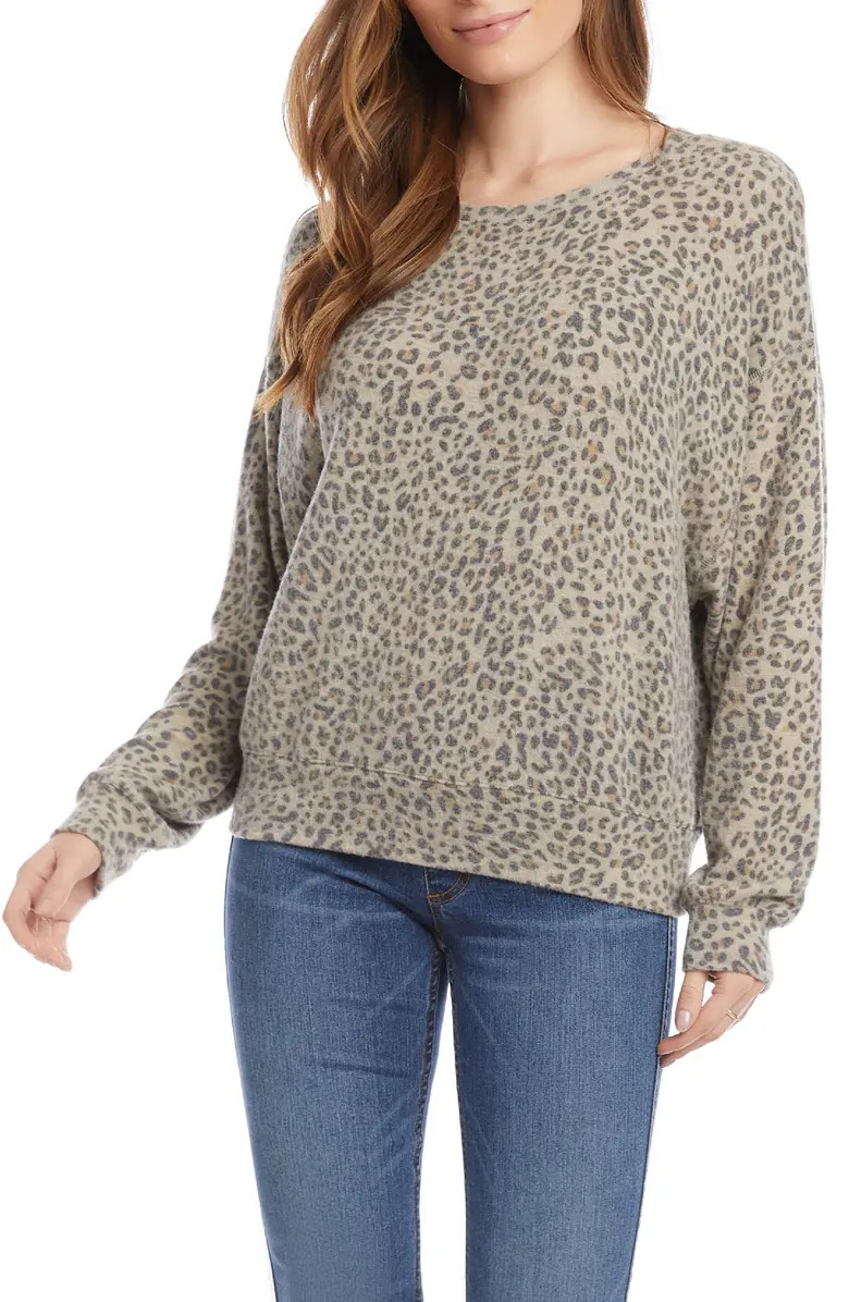 Leopard Print Brushed Knit Top | Nordstrom
