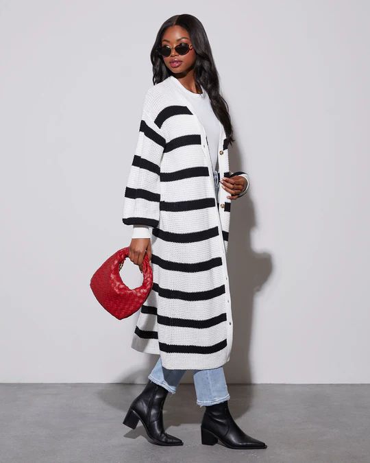 Hollis Striped Long Cardigan | VICI Collection