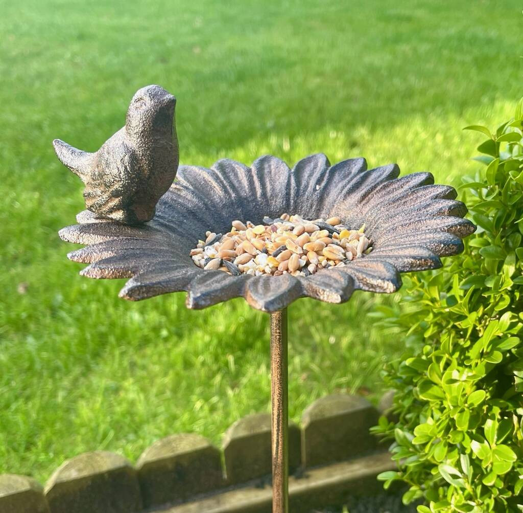 Cast Iron Sunflower Bird Feeder Bath | Not On The High Street