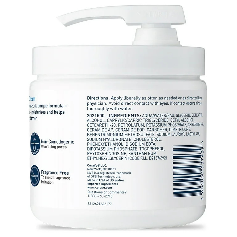 CeraVe Moisturizing Cream for Face and Body, Daily Moisturizer for Normal to Dry Skin with Pump, ... | Walmart (US)