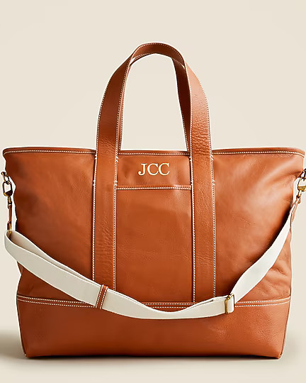 Weekender Montauk tote in leather | J. Crew US